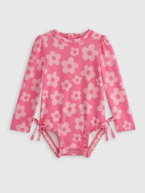 QUINCE One Piece Swimsuit Pink Daisy Floral 7352